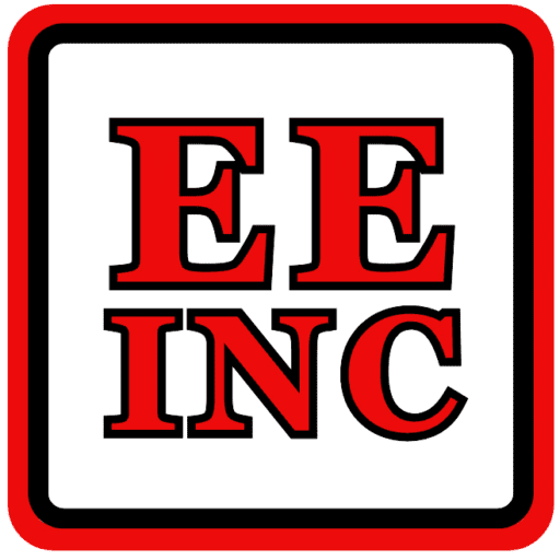 A square logo with a red border, containing the letters "EE" in red on top, and "INC" in red below, all on a white background.